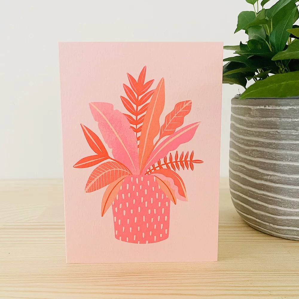 Leaves in Patterned Pot Card